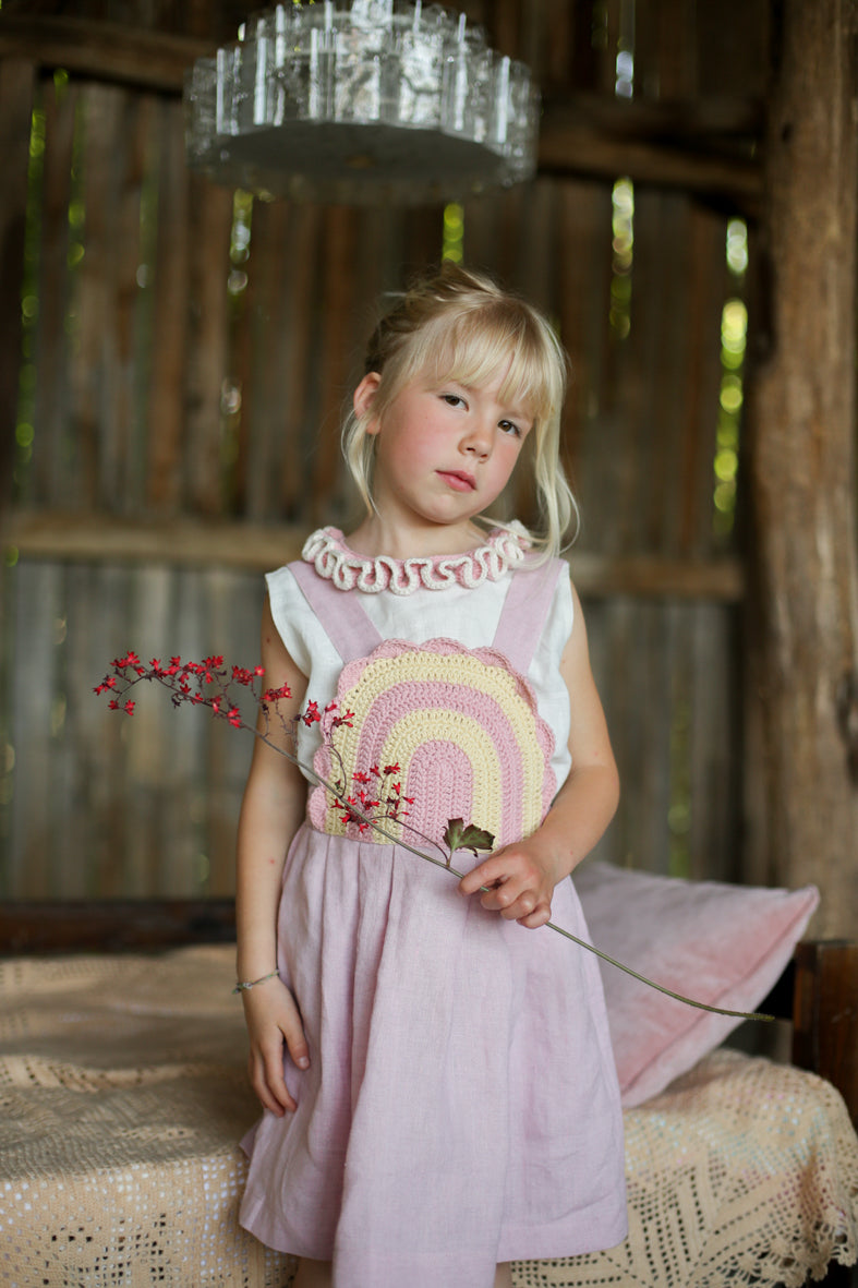 Kalinka Knits Dusty Pink Jasmine Pinafore Petit Perfection