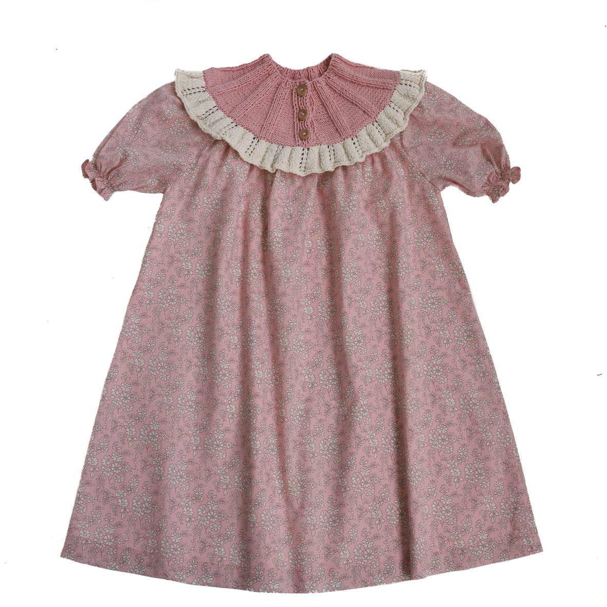 Kalinka Knits Pink Flower Sidra Dress Petit Perfection